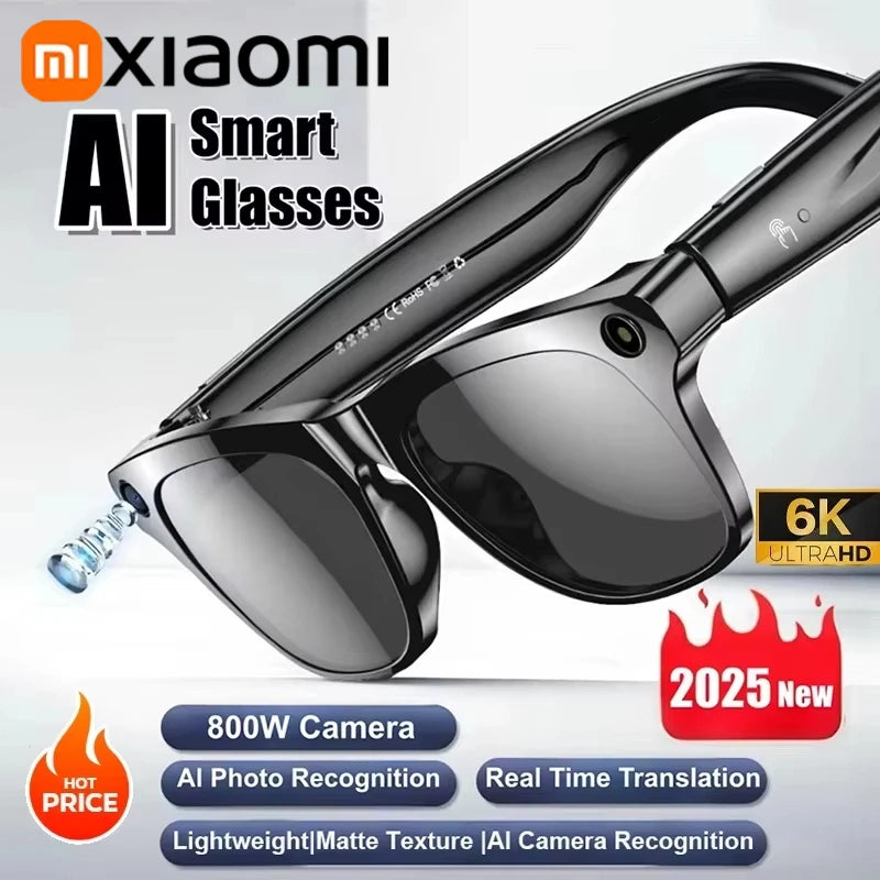 Xiaomi HD Camera AI Smart Glasses Call Play Video Audio Recording Noise Reduction Headset Touch Bluetooth Sunglasses 2025