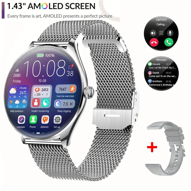 Ultra Thin Smartwatch 1.43" AMOLED Display HD 466*466 Always Show Time Call Reminder for Women Men New Original Smartwatch Gift
