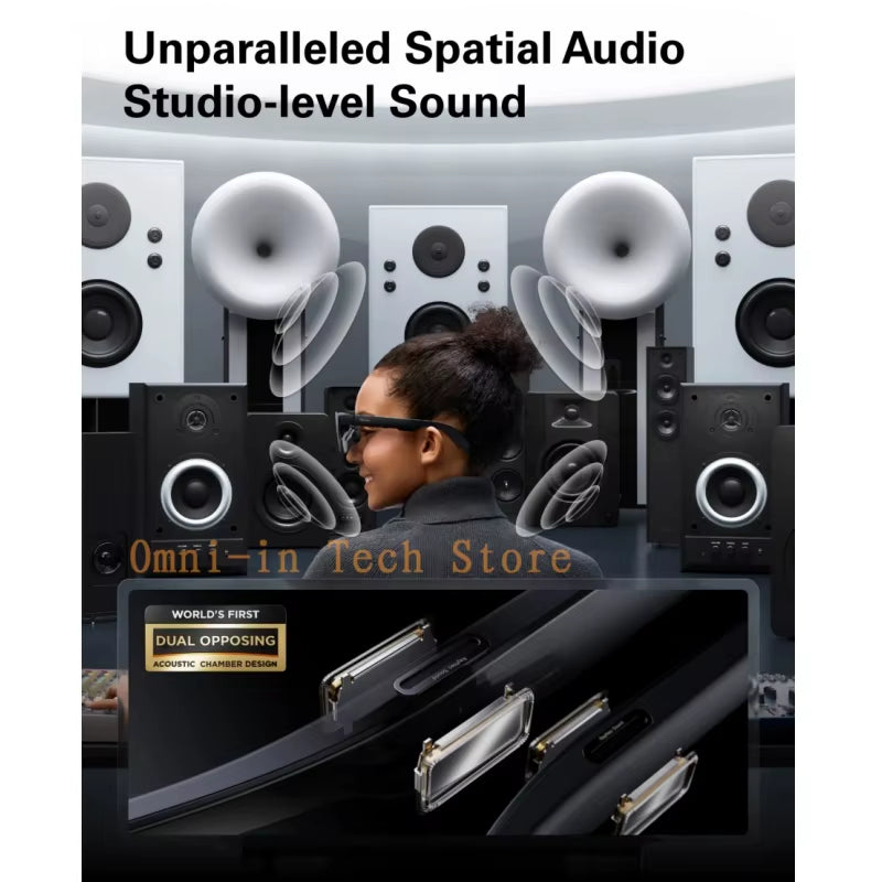 Rayneo Air 3S Pro Smart AR Glasses, 135-Inch HD Viewing, 1200Nits Brightness, 3D Surround Sound