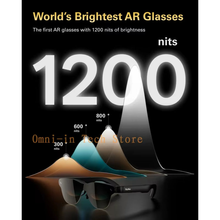 Rayneo Air 3S Pro Smart AR Glasses, 135-Inch HD Viewing, 1200Nits Brightness, 3D Surround Sound