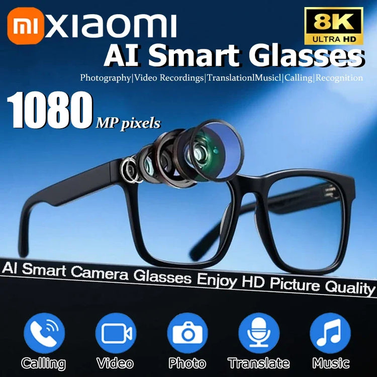 Xiaomi  HD Camera AI Smart Glasses Call Play Video Audio Recording Noise Reduction Headset Touch Bluetooth Sunglasses 2025