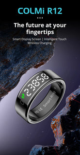 2025  R12 Smart Ring with Display Screen and Touch, Wireless Charging, Health Manager, 5 ATM Waterproof for Men Women