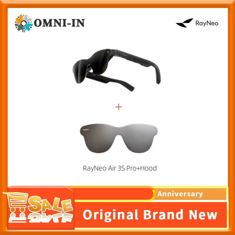 Rayneo Air 3S Pro Smart AR Glasses, 135-Inch HD Viewing, 1200Nits Brightness, 3D Surround Sound