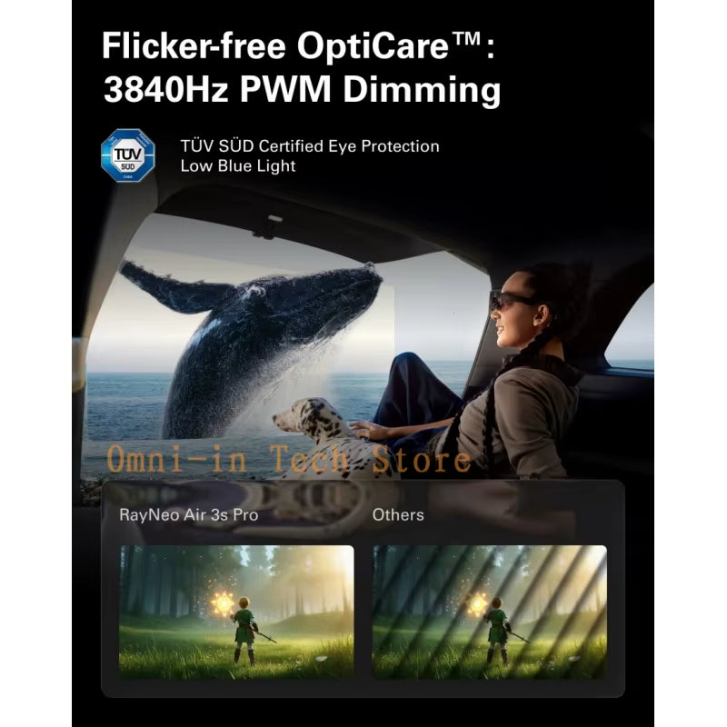 Rayneo Air 3S Pro Smart AR Glasses, 135-Inch HD Viewing, 1200Nits Brightness, 3D Surround Sound
