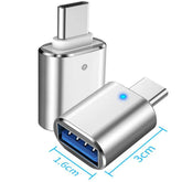 USB 3.0 Type-C OTG Adapter with LED Light – Type-C Male to USB Female Converter for Samsung, MacBook, Xiaomi & More