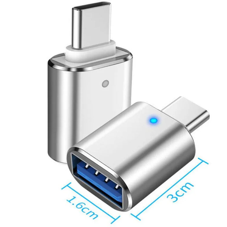 USB 3.0 Type-C OTG Adapter with LED Light – Type-C Male to USB Female Converter for Samsung, MacBook, Xiaomi & More
