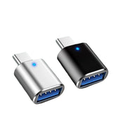 USB 3.0 Type-C OTG Adapter with LED Light – Type-C Male to USB Female Converter for Samsung, MacBook, Xiaomi & More