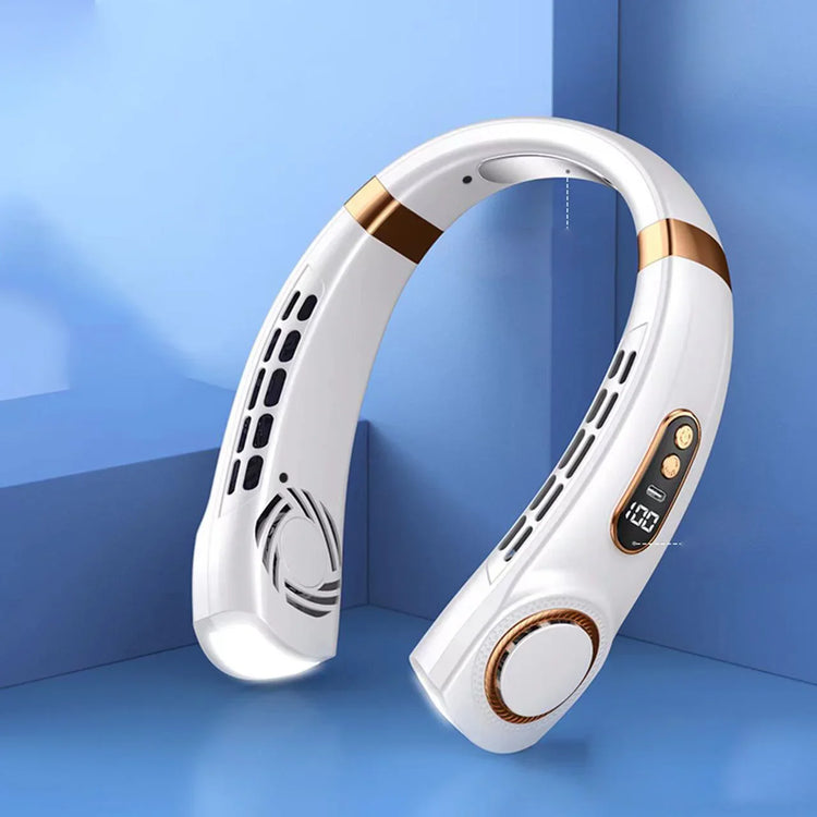 Portable Neck Fan,Hands Free Bladeless Fan with LED 4 Cooling Plate,Personal Fan 4000Mah Battery USB Rechargeable