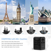 65W/100W Gan International Travel Adapter with 2USB 3 Type C Gan Fast Charging Adapter with EU AU US UK Plug for Travel