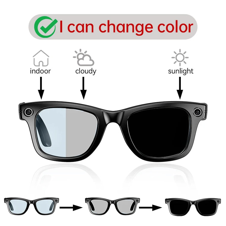 Smart Glasses Camera Glasses BT Call Music Touch Sunglasses Voice Assistant Video Sound Record WIFI Transmission AI Glasses