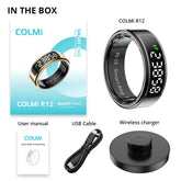 2025  R12 Smart Ring with Display Screen and Touch, Wireless Charging, Health Manager, 5 ATM Waterproof for Men Women