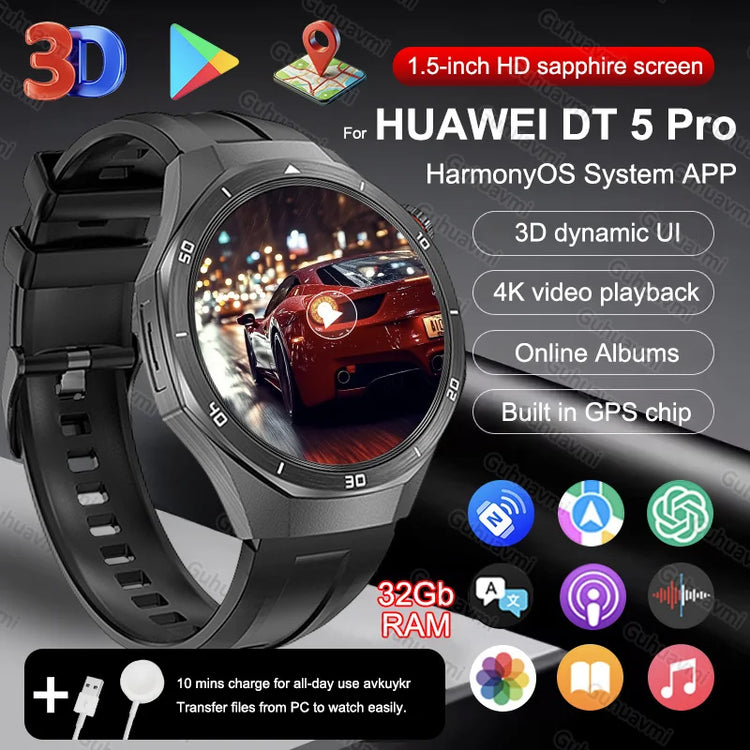 2025 New for HUAWEI GT 5 Pro Multifunction Harmonyos System Smartwatch Sapphire Screen 32Gb RAM GPS HD Video Call Smart Bracelet