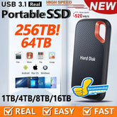New Portable SSD 1TB External Hard Drive 2TB High-Speed Solid-State Drive 256TB Mass Storge Hard Drive USB3.2 for Laptops/Pc/Mac