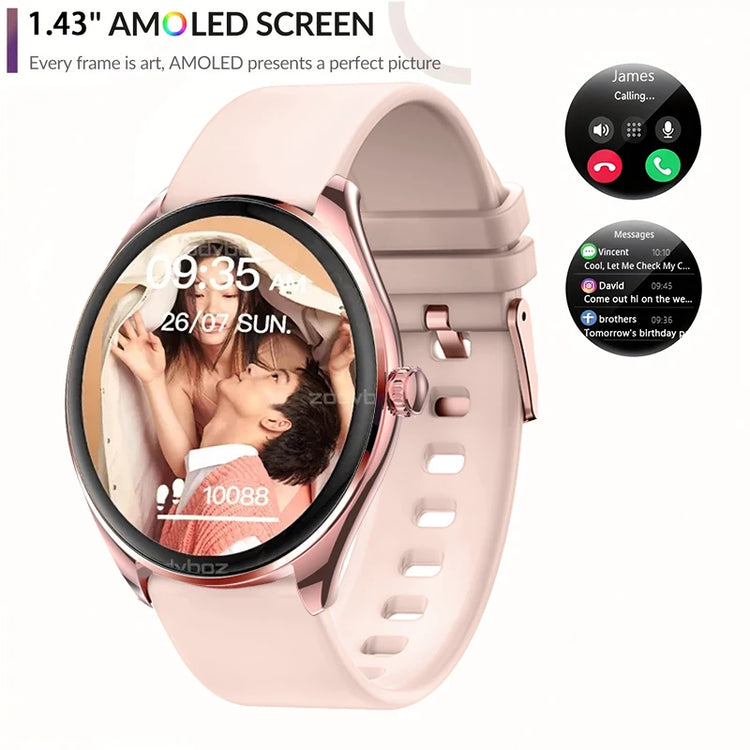 Ultra Thin Smartwatch 1.43" AMOLED Display HD 466*466 Always Show Time Call Reminder for Women Men New Original Smartwatch Gift
