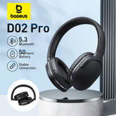 D02 Pro Wireless Bluetooth Headphones HIFI Stereo Earphones Foldable Sport Headset with Audio Cable Foriphone Tablet
