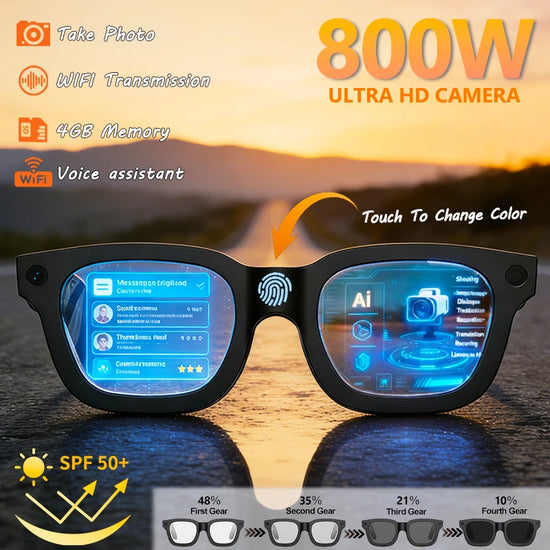 E02C Smart Glasses HD Photo Video Record Openai Real-Time Translation Touch Photochromic Lenses Bluetooth Call Music Glasses