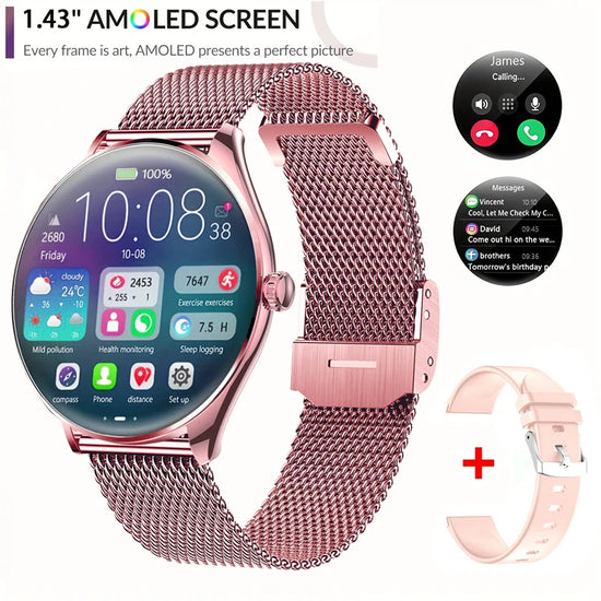 Ultra Thin Smartwatch 1.43" AMOLED Display HD 466*466 Always Show Time Call Reminder for Women Men New Original Smartwatch Gift