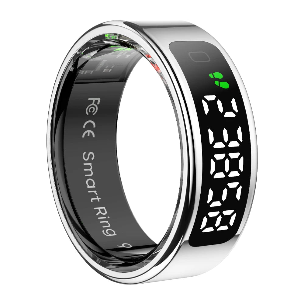 2025  R12 Smart Ring with Display Screen and Touch, Wireless Charging, Health Manager, 5 ATM Waterproof for Men Women