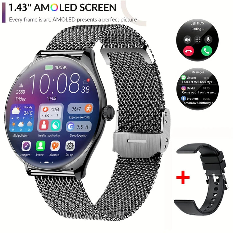 Ultra Thin Smartwatch 1.43" AMOLED Display HD 466*466 Always Show Time Call Reminder for Women Men New Original Smartwatch Gift