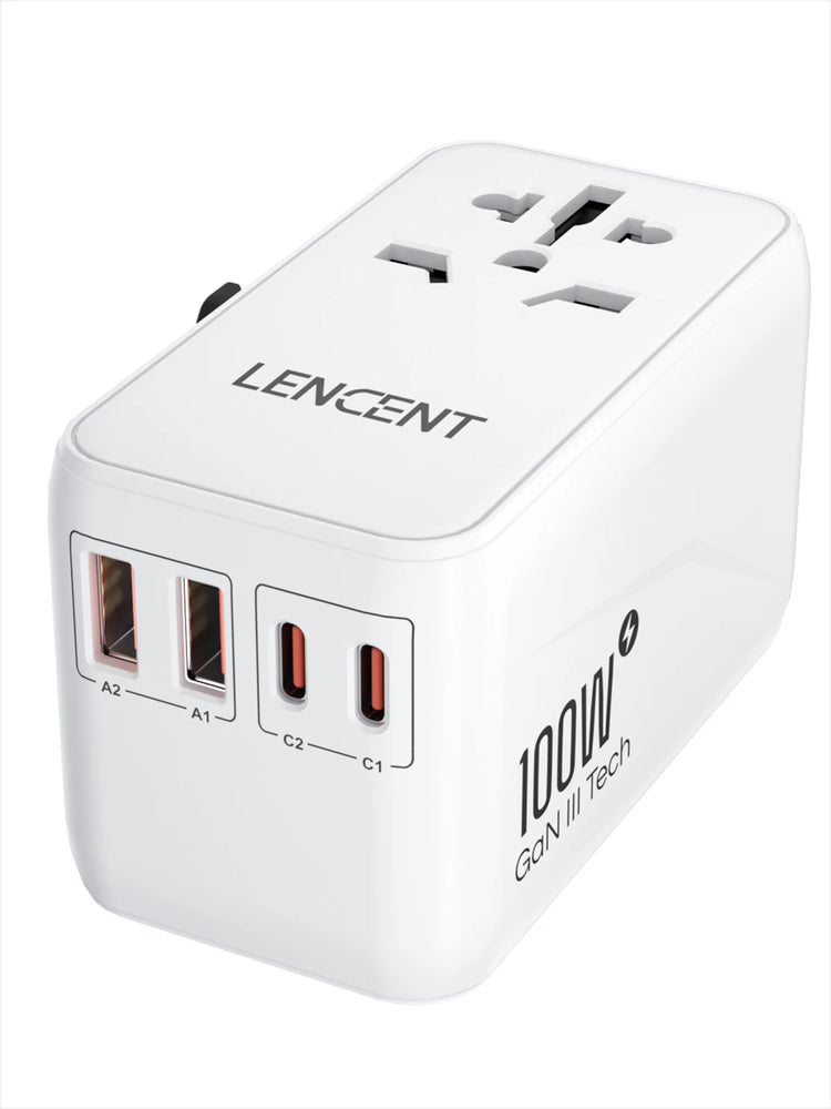 65W/100W Gan International Travel Adapter with 2USB 3 Type C Gan Fast Charging Adapter with EU AU US UK Plug for Travel