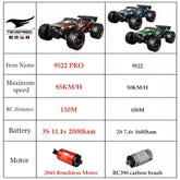 9522PRO 85KM/H High-Speed RC Car Brushless Four-Wheel Drive Off-Road Drift 1:16 Professional Racing Car 9522 50KM/H Boy&