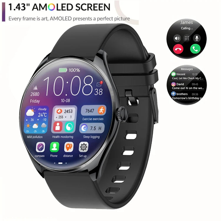 Ultra Thin Smartwatch 1.43" AMOLED Display HD 466*466 Always Show Time Call Reminder for Women Men New Original Smartwatch Gift