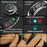 2025  R12 Smart Ring with Display Screen and Touch, Wireless Charging, Health Manager, 5 ATM Waterproof for Men Women