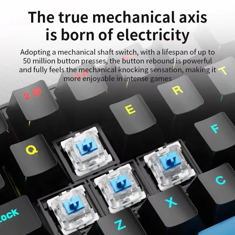 K68 Wired Mechanical Keyboard 10Kinds of Colorful Lighting Gaming and Office for Microsoft Windows and Apple IOS System