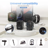 65W/100W Gan International Travel Adapter with 2USB 3 Type C Gan Fast Charging Adapter with EU AU US UK Plug for Travel