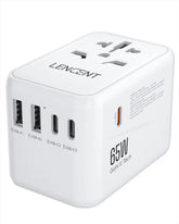 65W/100W Gan International Travel Adapter with 2USB 3 Type C Gan Fast Charging Adapter with EU AU US UK Plug for Travel