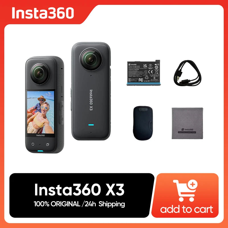 Original  X3 5.7K Action Camera 360 4K/30 72MP Photo Live Streaming 10M Waterproof Helmet Video Recording Sport