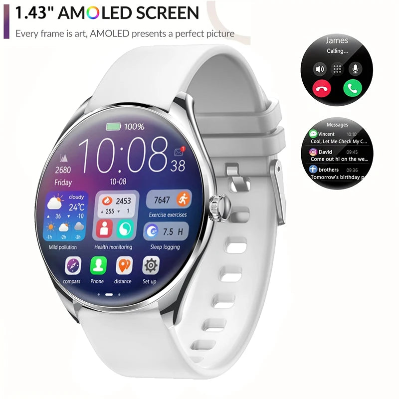 Ultra Thin Smartwatch 1.43" AMOLED Display HD 466*466 Always Show Time Call Reminder for Women Men New Original Smartwatch Gift