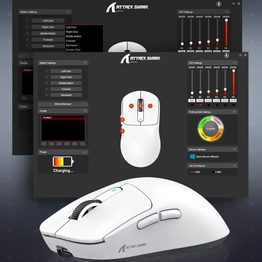 X3Pro X3 Wireless Mouse Lightweight PAW3395 26000Dpi Tri-Mode Connection Macro Gaming Mouse for Win/Xbox/Ps/Mac