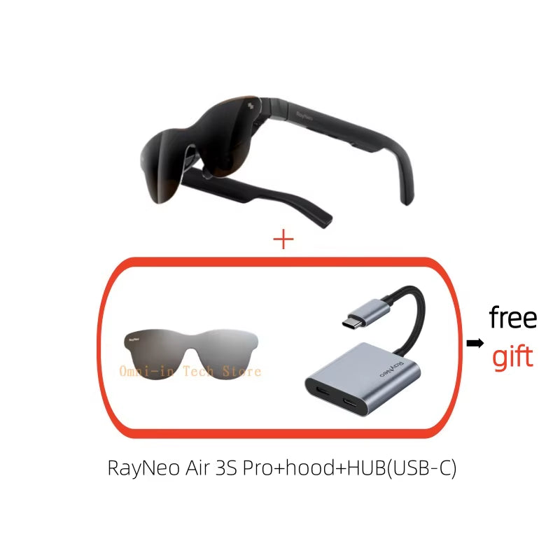 Rayneo Air 3S Pro Smart AR Glasses, 135-Inch HD Viewing, 1200Nits Brightness, 3D Surround Sound