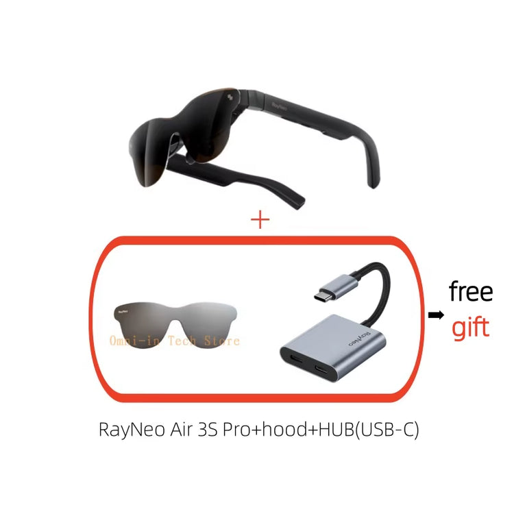 Rayneo Air 3S Pro Smart AR Glasses, 135-Inch HD Viewing, 1200Nits Brightness, 3D Surround Sound