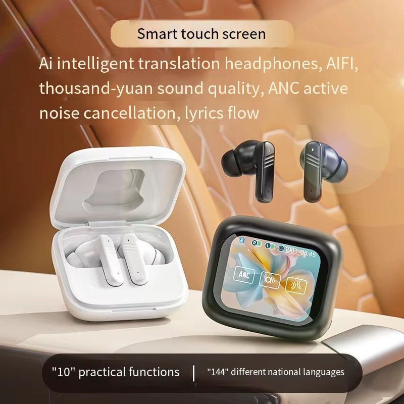 Bluetooth V6.0 Headphones AI Translation OWS LCD Touch Screen Sports Wireless High-Definition Stereo Long-Life Headphones