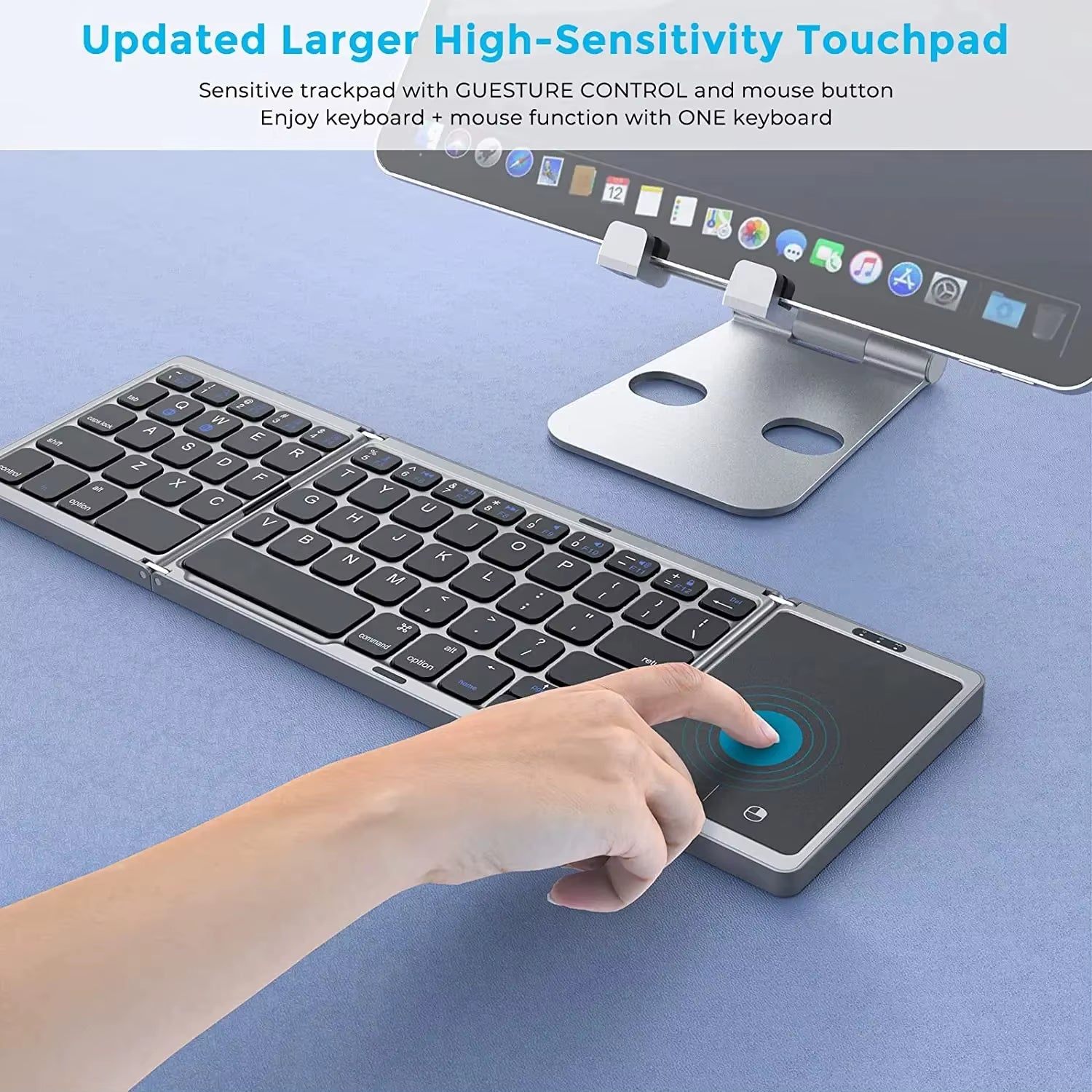 3Folding Keyboard Mini Wireless Keyboard Foldable Dual Bluetooth Keyboard with Touchpad for Windows Android IOS Ipad Phone